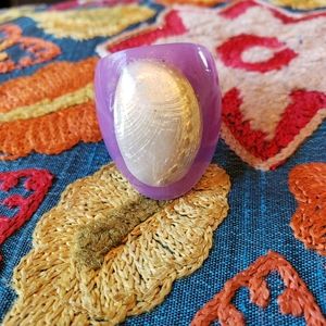 Vintage Ring Mod Chunky Acrylic Seashell 1…